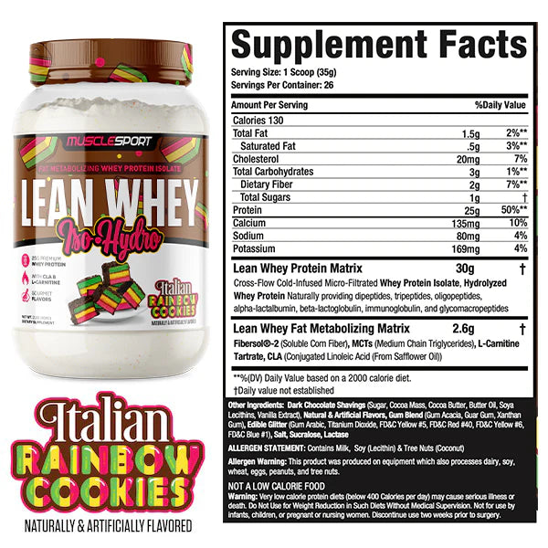Lean Whey 2LB / MuscleSport Italian Rainbow Cookie