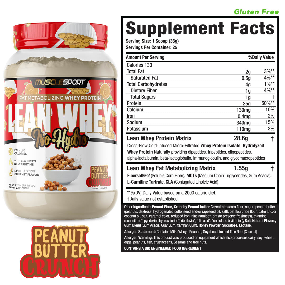LEAN WHEY 2LB / MUSCLESPORT PEANUT BUTTER CRUNCH
